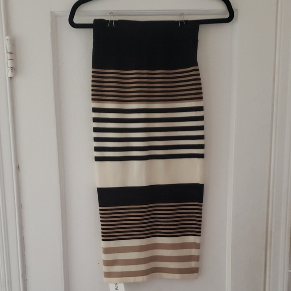 Ronny Kobo Striped Black and Tan Women's Skirt - Picture 1 of 4